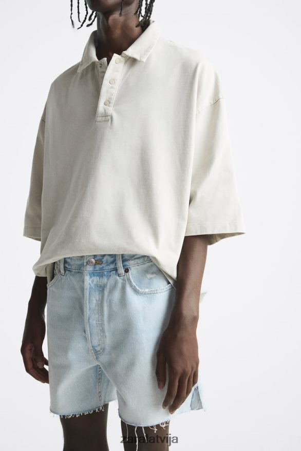 apgriezti džinsa šorti vīriešiem Zara gaiši zils 6ZTV401244 apģērbs