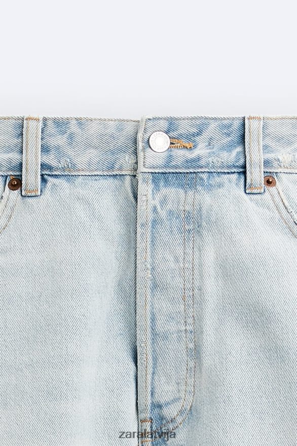 apgriezti džinsa šorti vīriešiem Zara gaiši zils 6ZTV401244 apģērbs