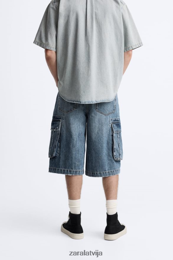 brīvi pieguļoši kravas šorti vīriešiem Zara zils 6ZTV401246 apģērbs