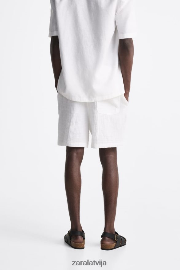 grumbu izskata šorti vīriešiem Zara balts 6ZTV401249 apģērbs