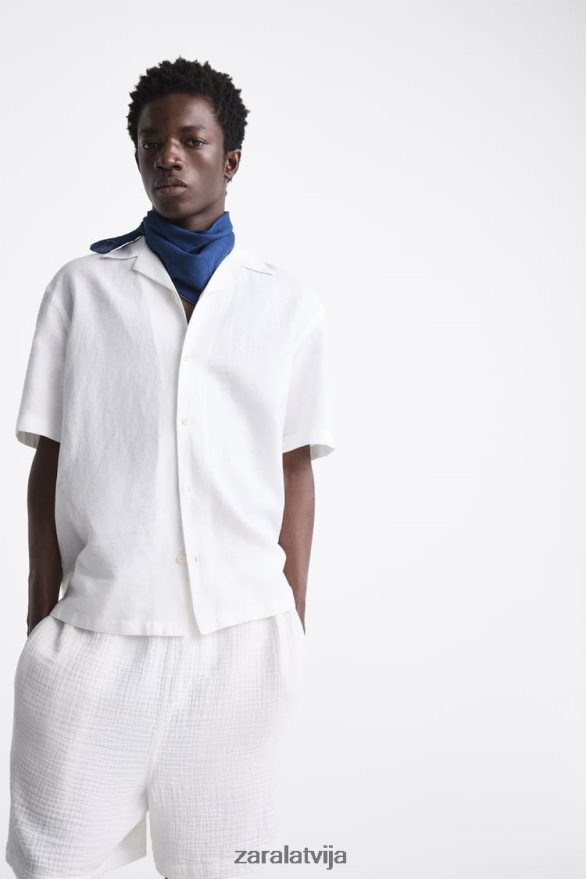 grumbu izskata šorti vīriešiem Zara balts 6ZTV401249 apģērbs