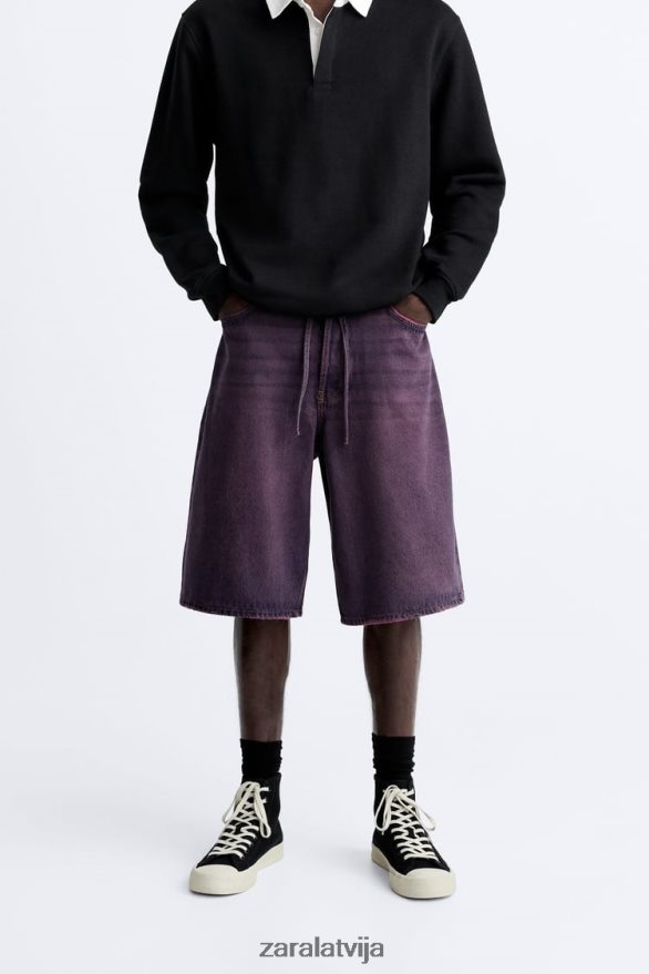 plati pieguļoši džinsa šorti vīriešiem Zara rozā 6ZTV401240 apģērbs