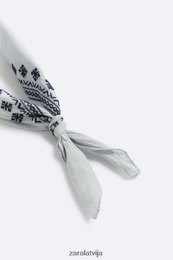 ģeometriski izšūta bandana vīriešiem Zara debesu zils 6ZTV401396 Piederumi