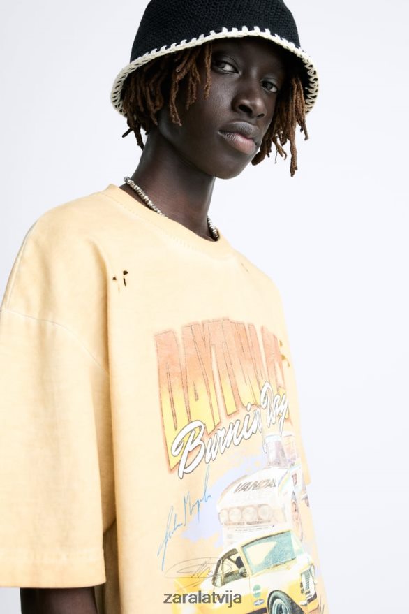 kontrastējoša tamborēta cepure vīriešiem Zara melns 6ZTV401439 Piederumi