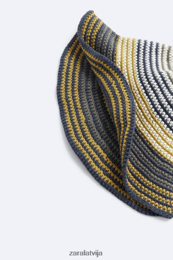 tamborēta svītraina cepure vīriešiem Zara ekru 6ZTV401440 Piederumi