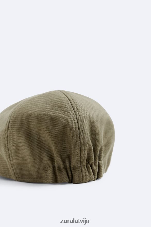 tekstūras kokvilnas berete vīriešiem Zara haki 6ZTV401450 Piederumi