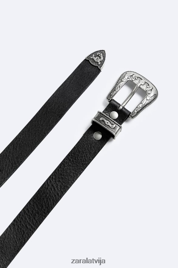 ādas jostas vīriešiem Zara melns 6ZTV401464 Piederumi