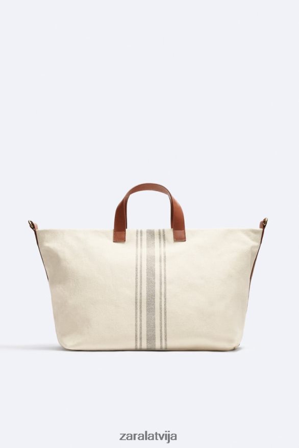 audekla/ādas soma - ierobežots izdevums vīriešiem Zara gandrīz balts 6ZTV401312 Piederumi