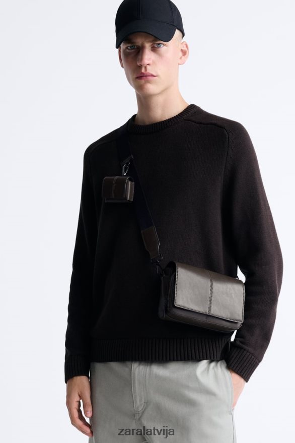 crossbody soma ar monētu maku vīriešiem Zara brūns 6ZTV401334 Piederumi