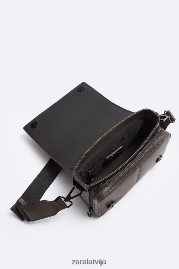 crossbody soma ar monētu maku vīriešiem Zara brūns 6ZTV401334 Piederumi