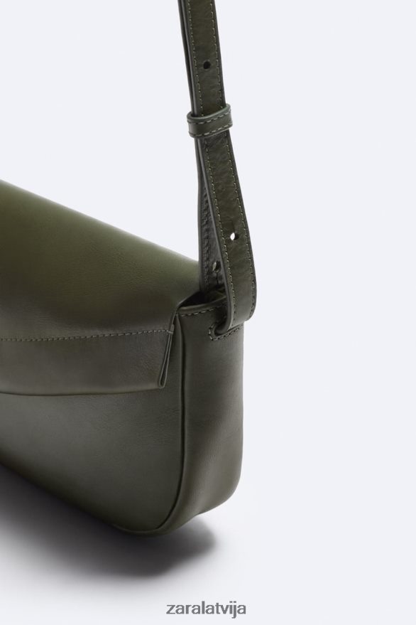 ādas crossbody soma vīriešiem Zara zaļš 6ZTV401330 Piederumi