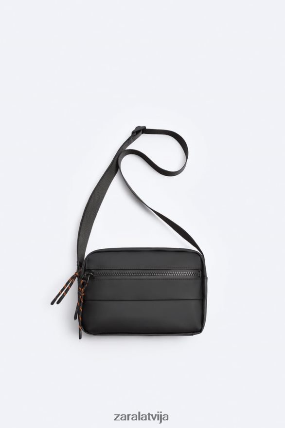 gumijota crossbody soma vīriešiem Zara melns 6ZTV401333 Piederumi