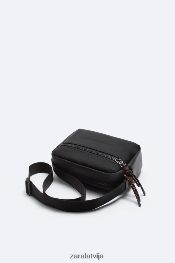 gumijota crossbody soma vīriešiem Zara melns 6ZTV401333 Piederumi