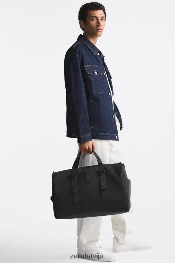 gumijota duffle soma vīriešiem Zara melns 6ZTV401300 Piederumi