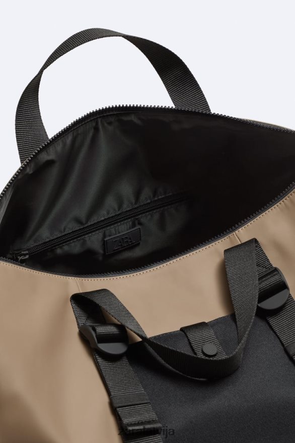 gumijota duffle soma vīriešiem Zara smilšaini brūns 6ZTV401299 Piederumi