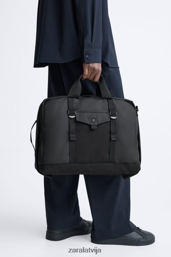 gumijots daudzfunkcionāls portfelis vīriešiem Zara melns 6ZTV401297 Piederumi