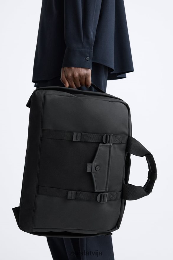 gumijots daudzfunkcionāls portfelis vīriešiem Zara melns 6ZTV401297 Piederumi