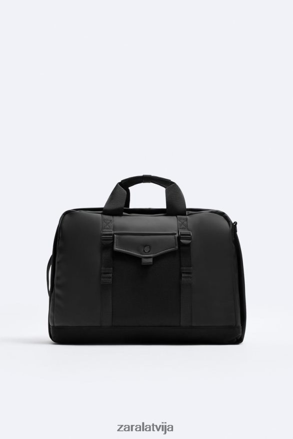 gumijots daudzfunkcionāls portfelis vīriešiem Zara melns 6ZTV401297 Piederumi