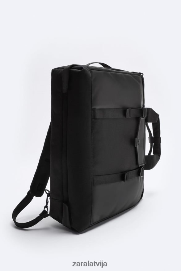 gumijots daudzfunkcionāls portfelis vīriešiem Zara melns 6ZTV401297 Piederumi