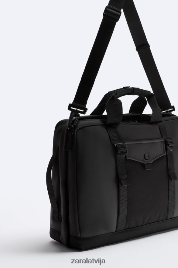 gumijots daudzfunkcionāls portfelis vīriešiem Zara melns 6ZTV401297 Piederumi