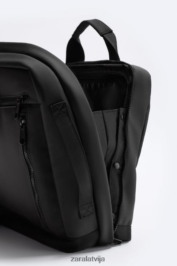 gumijots daudzfunkcionāls portfelis vīriešiem Zara melns 6ZTV401297 Piederumi