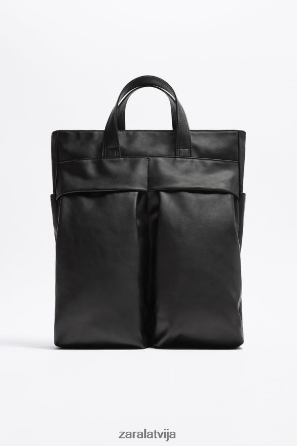 mīksta dubultā kabatas soma vīriešiem Zara melns 6ZTV401336 Piederumi