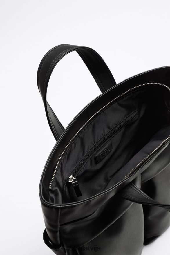 mīksta dubultā kabatas soma vīriešiem Zara melns 6ZTV401336 Piederumi