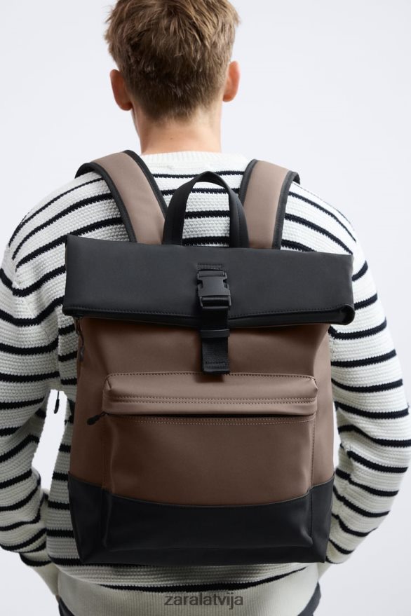 mugursoma ar gumijotu atloku vīriešiem Zara smilšaini brūns 6ZTV401347 Piederumi
