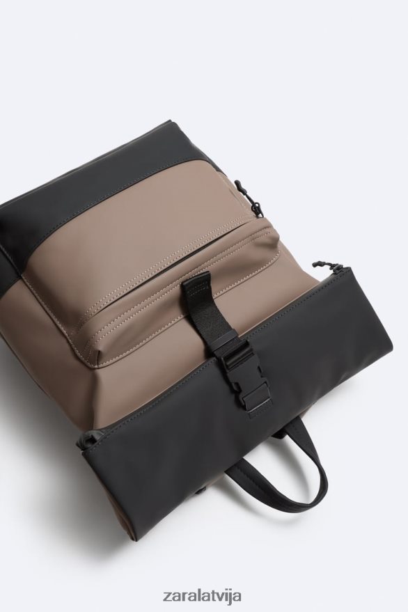 mugursoma ar gumijotu atloku vīriešiem Zara smilšaini brūns 6ZTV401347 Piederumi