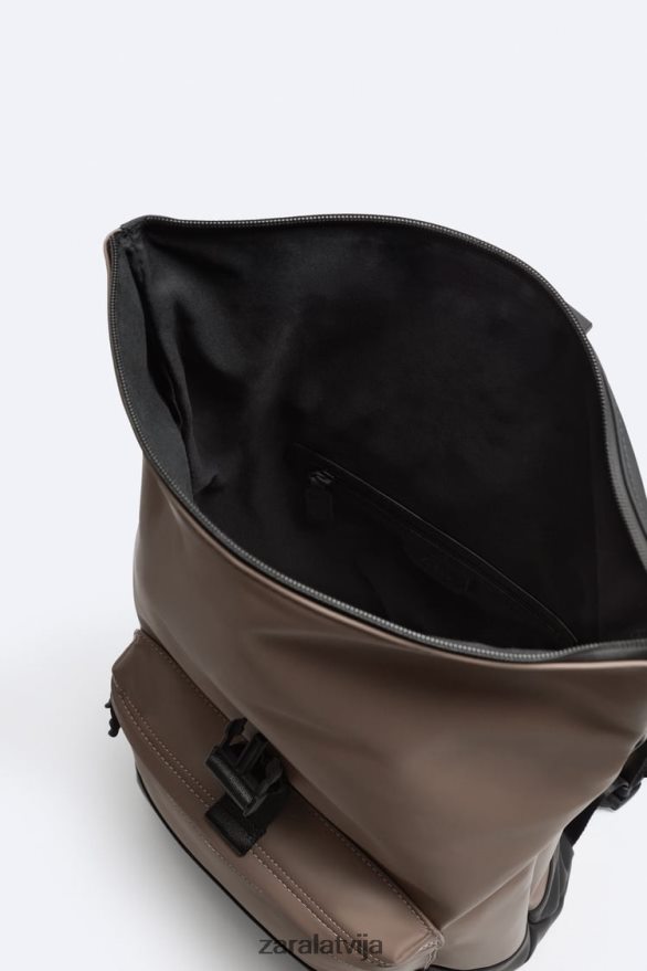 mugursoma ar gumijotu atloku vīriešiem Zara smilšaini brūns 6ZTV401347 Piederumi