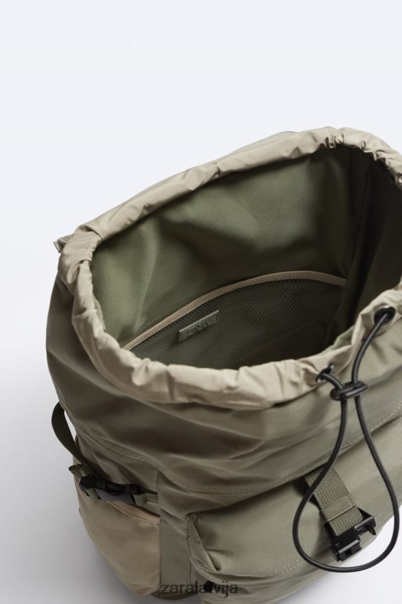 pētnieka audekla mugursoma vīriešiem Zara haki zaļš 6ZTV401318 Piederumi