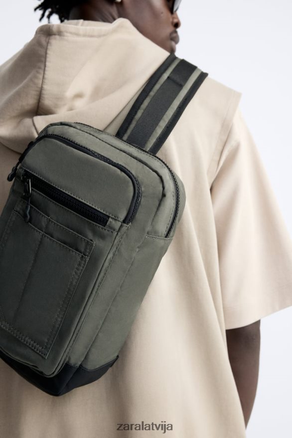 tehniskā crossbody soma vīriešiem Zara haki zaļš 6ZTV401285 Piederumi