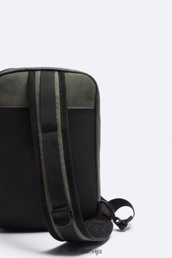 tehniskā crossbody soma vīriešiem Zara haki zaļš 6ZTV401285 Piederumi