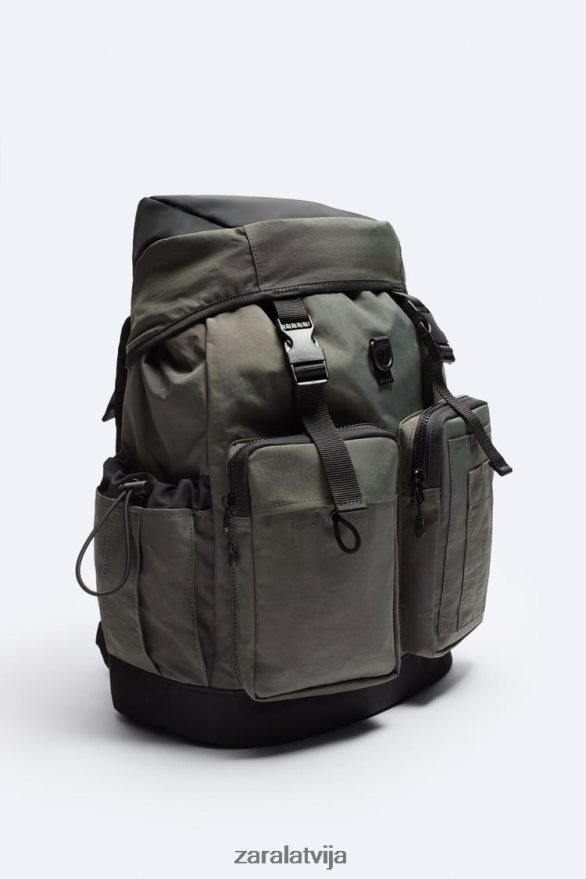 tehniskā pētnieka mugursoma vīriešiem Zara haki zaļš 6ZTV401286 Piederumi