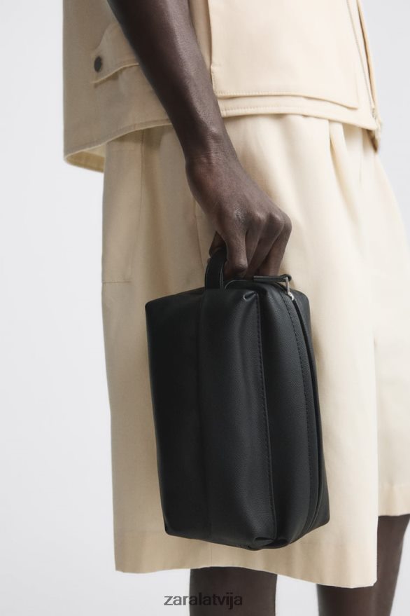 teksturēts mazgāšanas maisiņš vīriešiem Zara melns 6ZTV401324 Piederumi