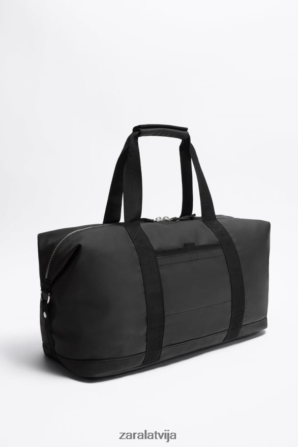 teksturētu duffle soma vīriešiem Zara melns 6ZTV401288 Piederumi