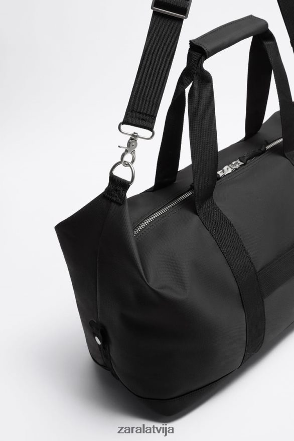 teksturētu duffle soma vīriešiem Zara melns 6ZTV401288 Piederumi