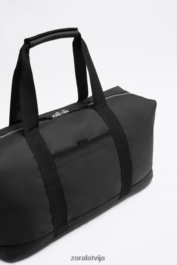 teksturētu duffle soma vīriešiem Zara melns 6ZTV401288 Piederumi