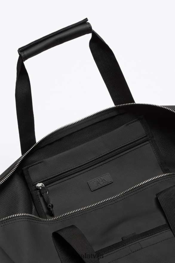 teksturētu duffle soma vīriešiem Zara melns 6ZTV401288 Piederumi
