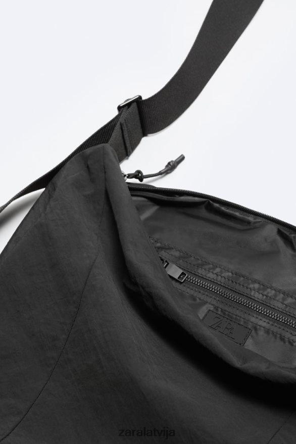 xl mīksta crossbody soma vīriešiem Zara melns 6ZTV401292 Piederumi