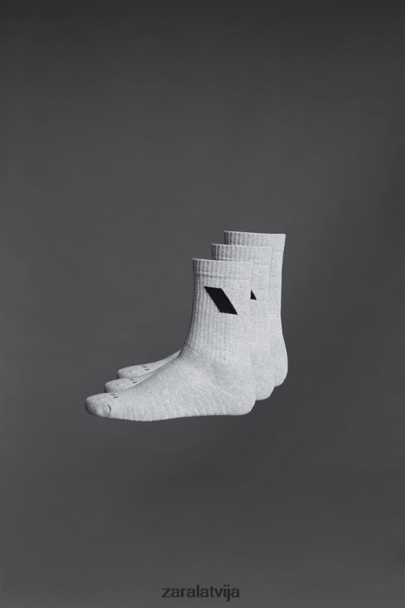 3 paciņas sporta zeķes vīriešiem Zara pelēkais merģelis 6ZTV401409 Piederumi