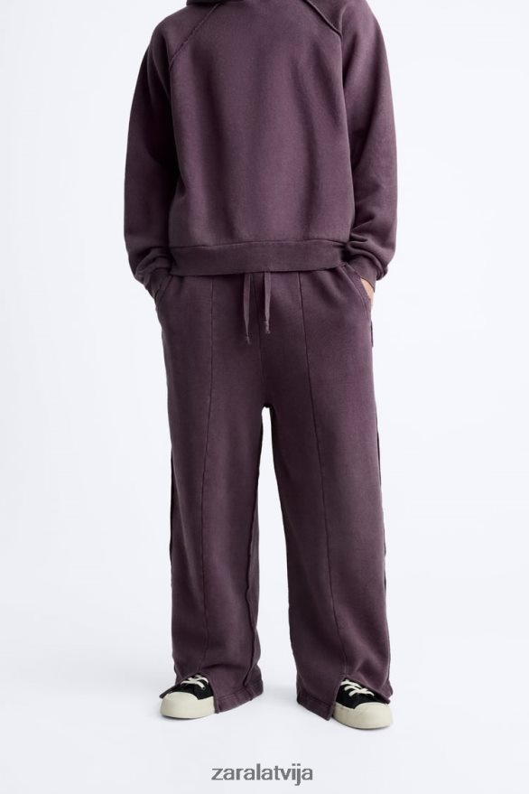 saplēstas izmazgātas skriešanas bikses vīriešiem Zara sarkanbrūns 6ZTV401085 apģērbs