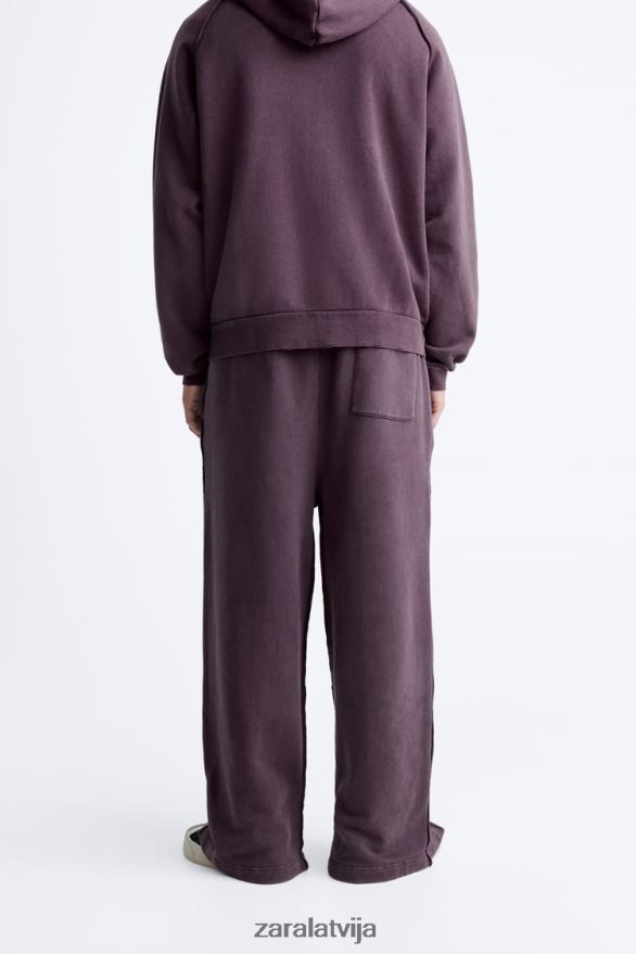 saplēstas izmazgātas skriešanas bikses vīriešiem Zara sarkanbrūns 6ZTV401085 apģērbs