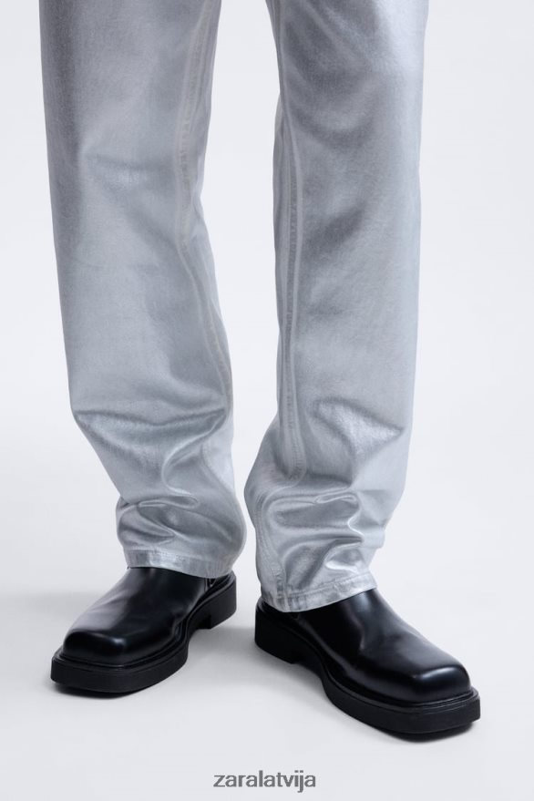 ādas chelsea zābaki ar kvadrātveida purngalu – ierobežots izdevums vīriešiem Zara melns 6ZTV401262 apavi