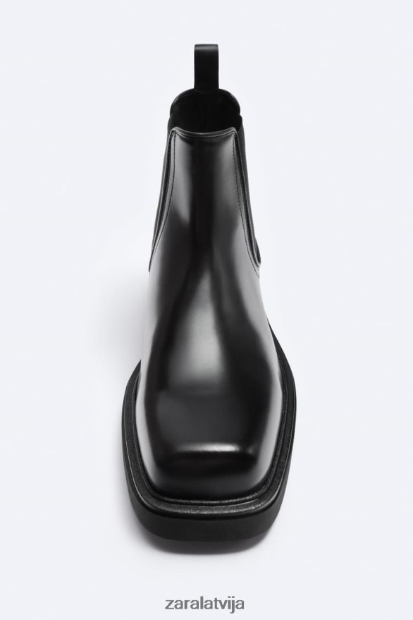 ādas chelsea zābaki ar kvadrātveida purngalu – ierobežots izdevums vīriešiem Zara melns 6ZTV401262 apavi