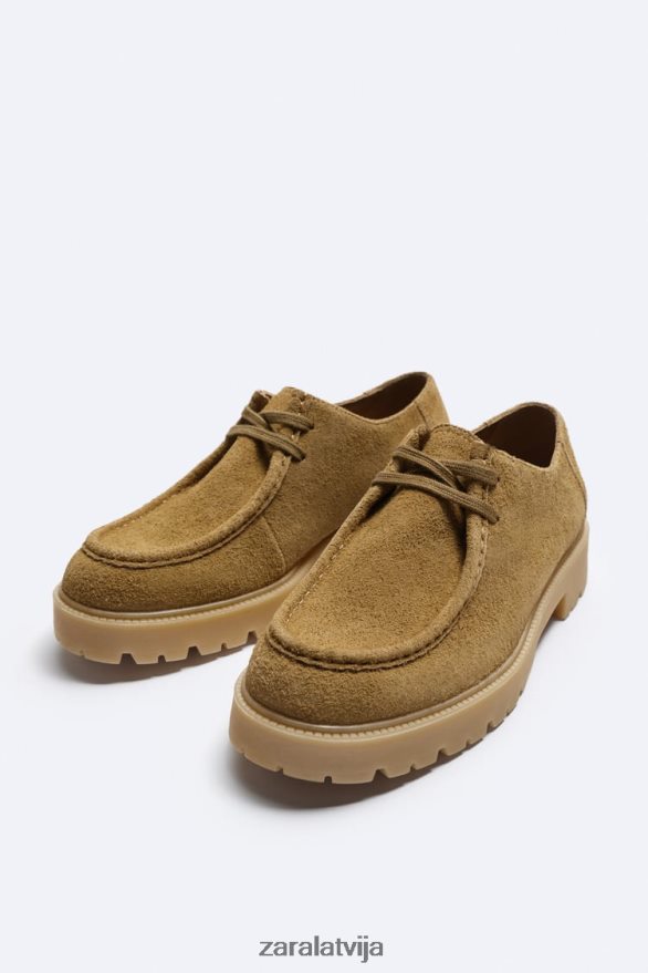 zamšādas moc-toe kurpes vīriešiem Zara bēšs 6ZTV401259 apavi