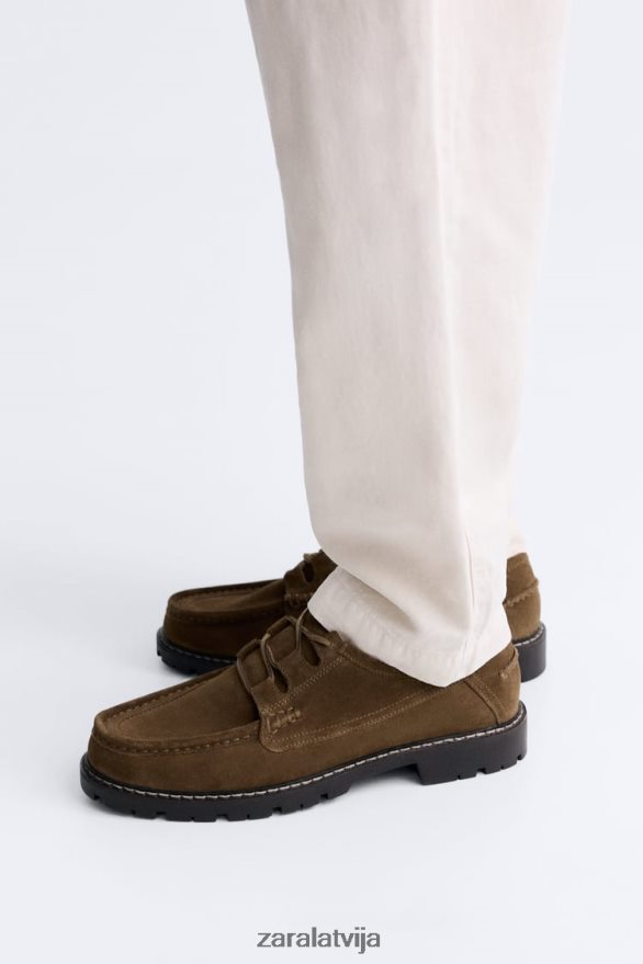 zamšādas moc-toe kurpes vīriešiem Zara brūns 6ZTV401258 apavi