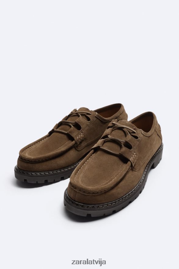 zamšādas moc-toe kurpes vīriešiem Zara brūns 6ZTV401258 apavi