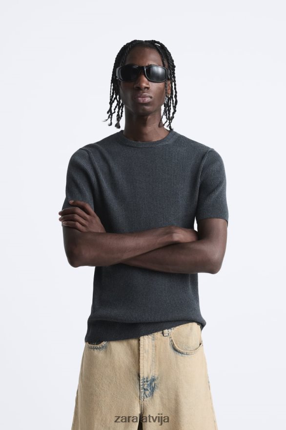 muskuļiem pieguļošs trikotāžas t-krekls vīriešiem Zara ogles 6ZTV401038 apģērbs