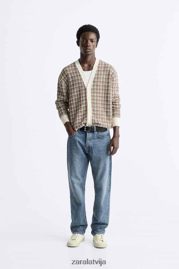 rūtains žakarda jaciņš vīriešiem Zara ekru 6ZTV401044 apģērbs